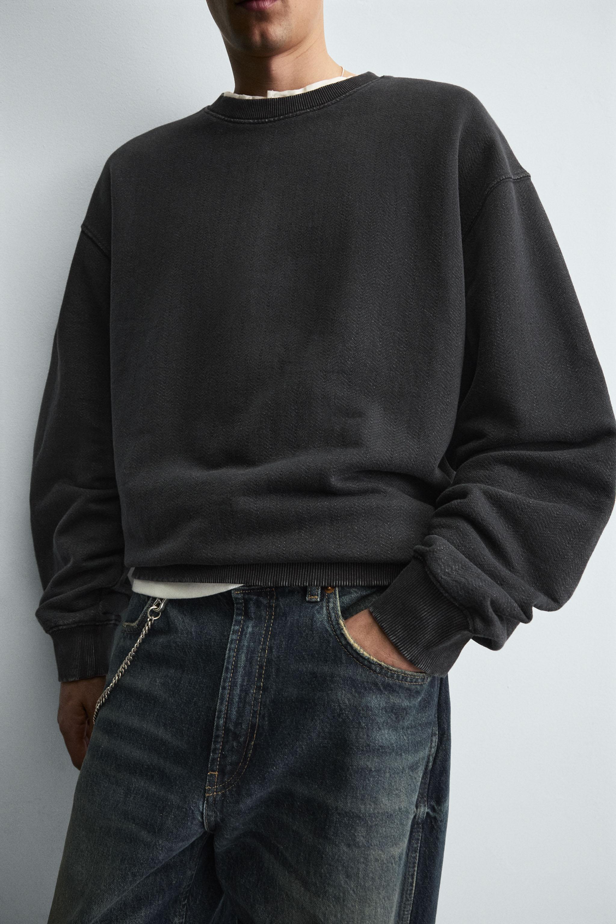 WASHED HERRINGBONE EFFECT SWEATSHIRT
